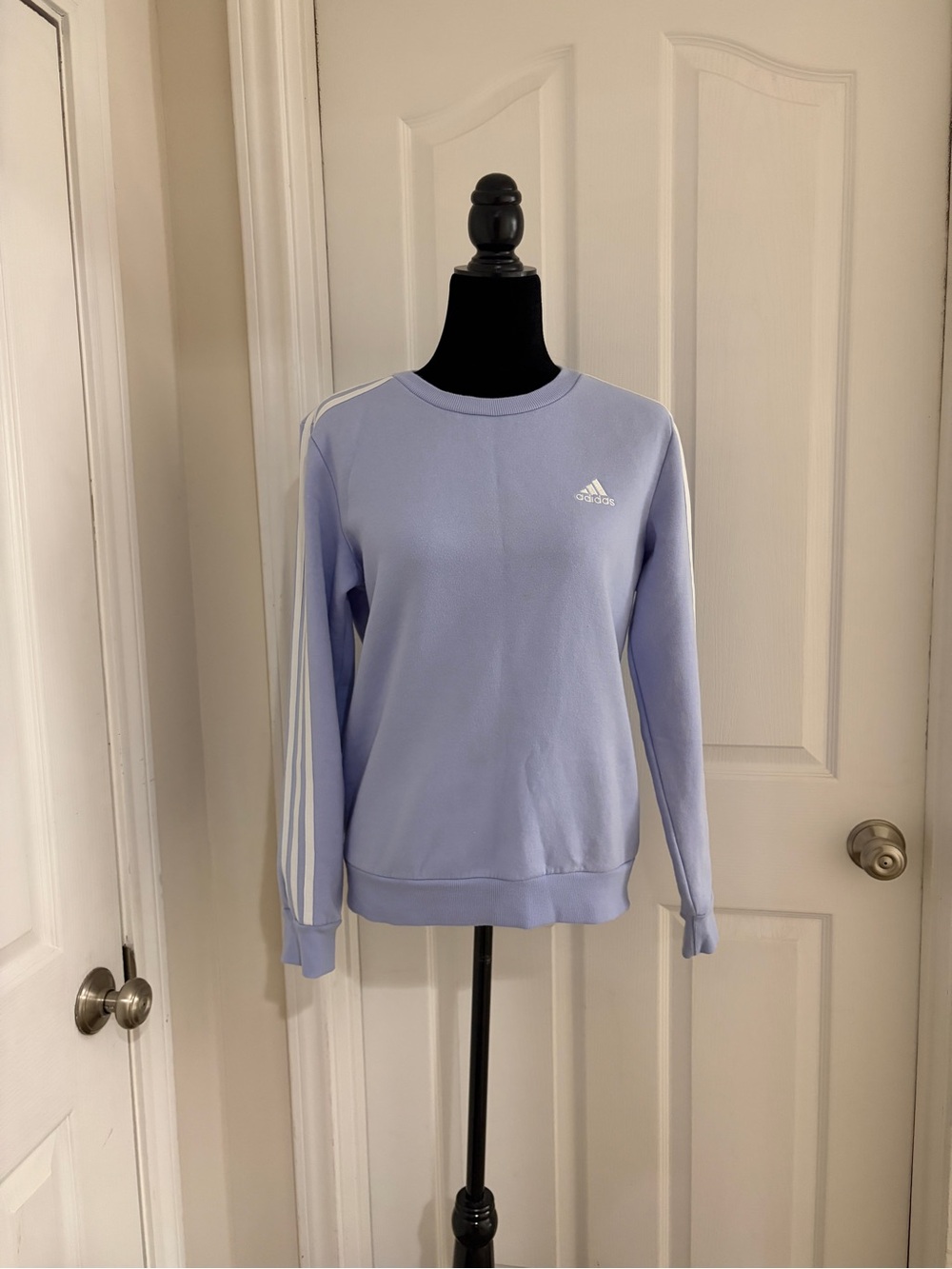 adidas Lavender Crewneck Sweatshirt with White Stripes